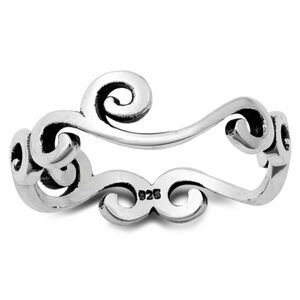 Sterling Silver Swirl Ring – Oxidized Vintage Finish (size 8)